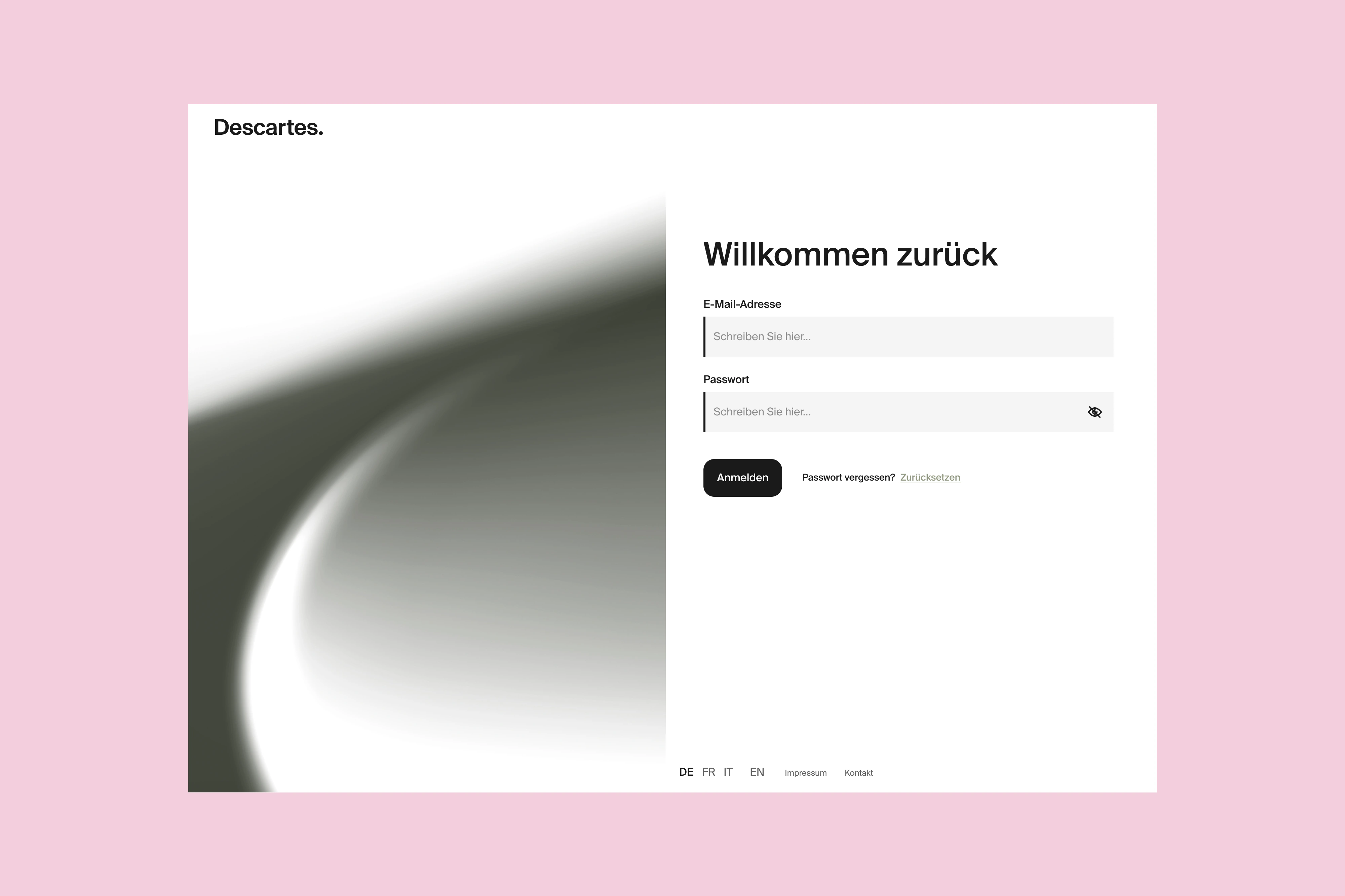 Responsive Descartes marketing layout on desktop displays