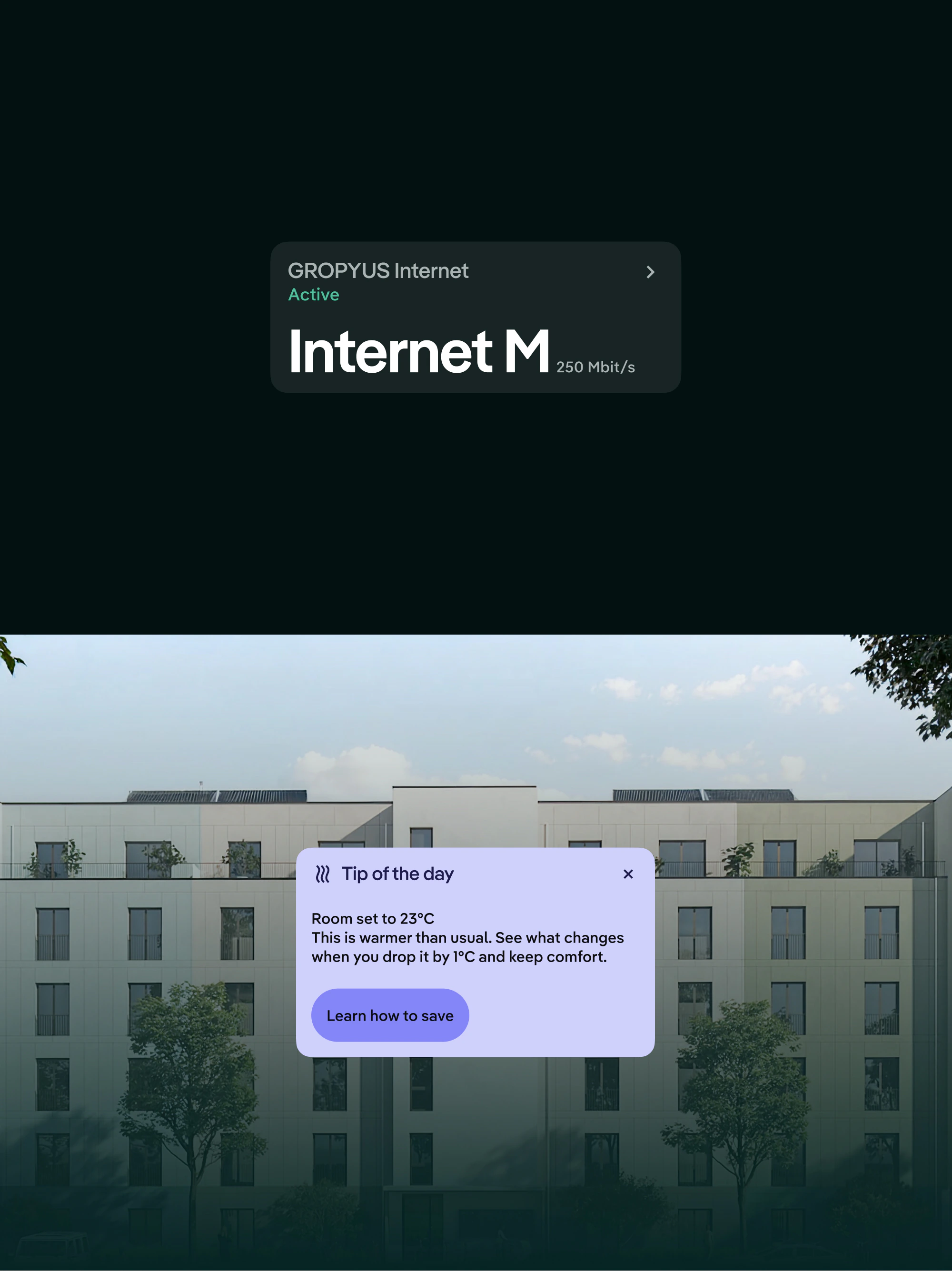 GROPYUS Building OS: interaction pattern, cards and content
