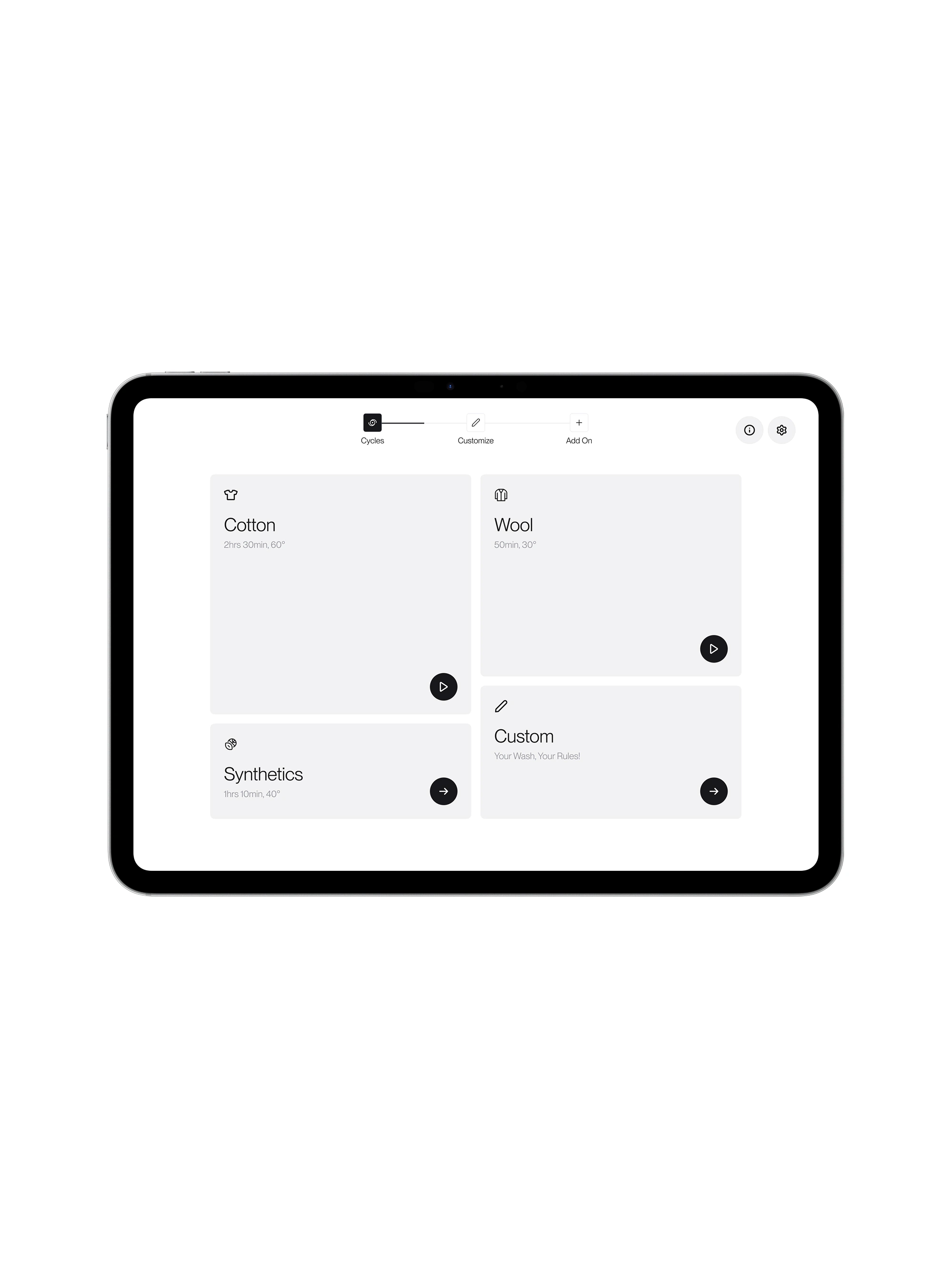 Laundry OS: cycle language and calm guidance alongside the machine UI