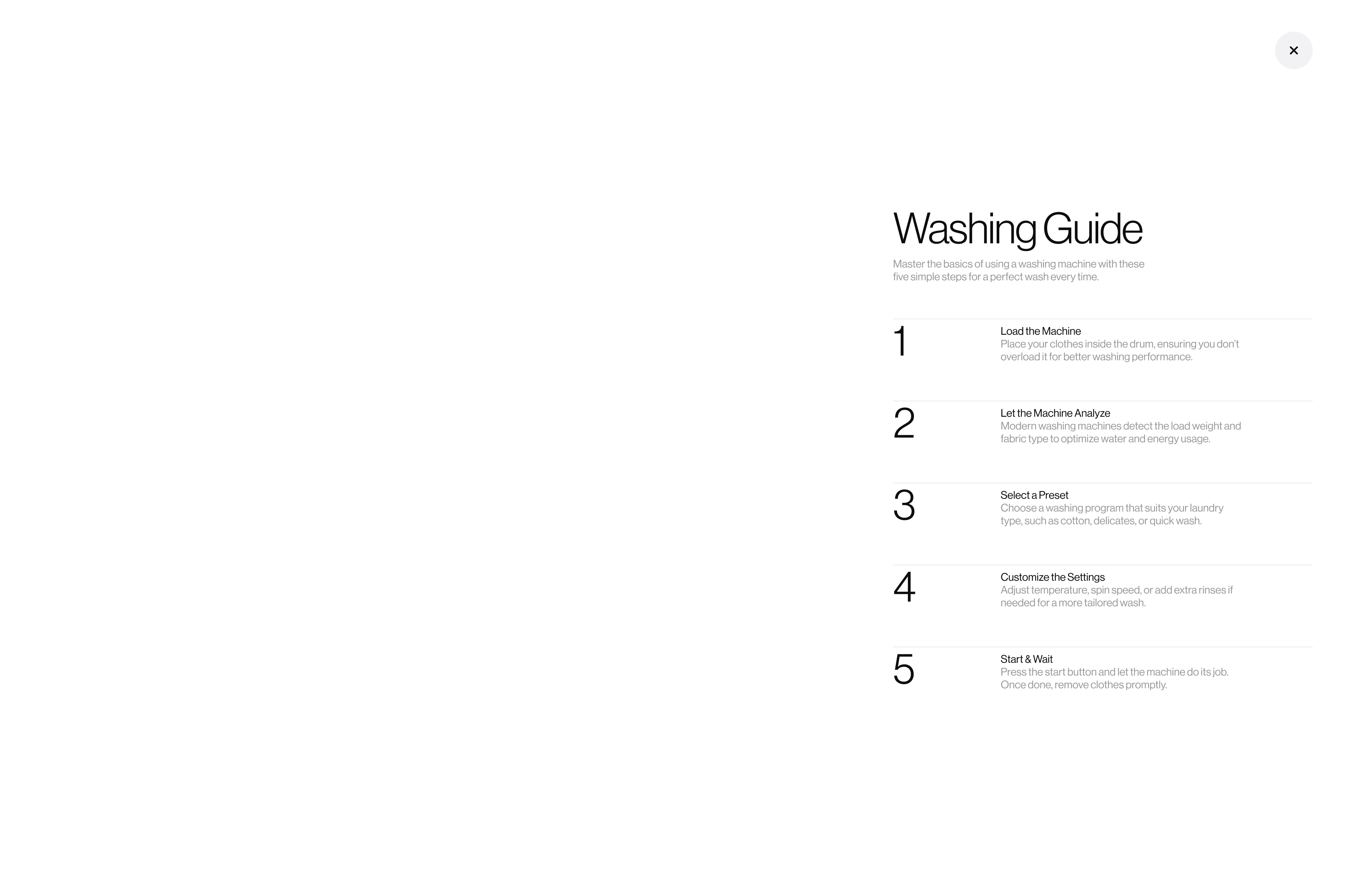 Laundry OS: full-width moment across panels and hierarchy
