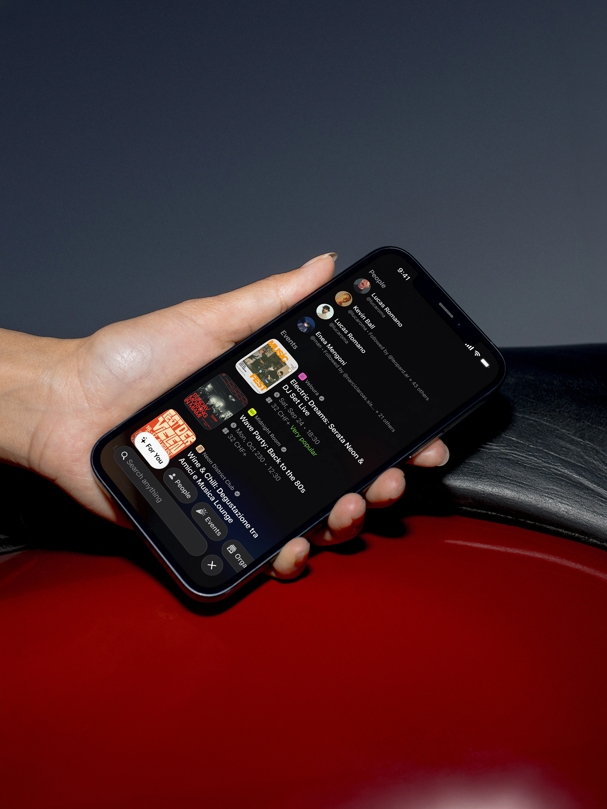 OutZone: mobile product UI and social flows